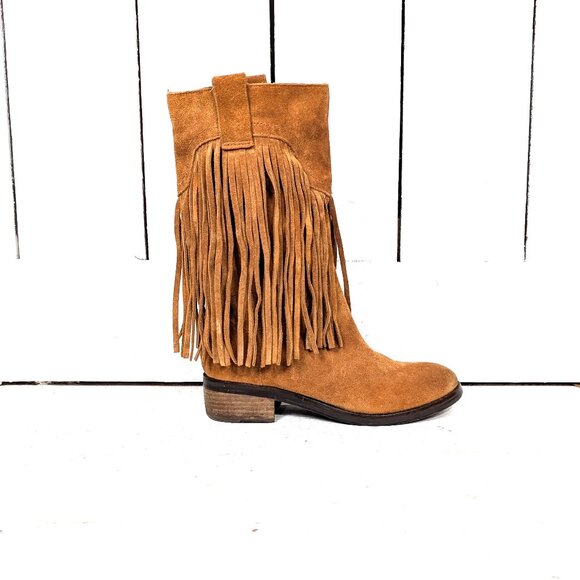 Lucky Brand Shoes - Western suede leather fringe festival boots